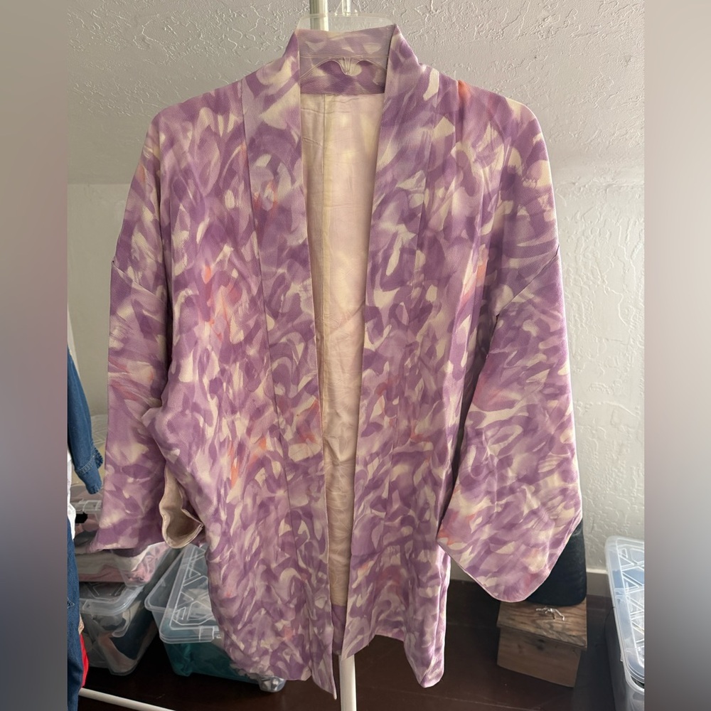 Lavender Silk Japanese Short Kimono